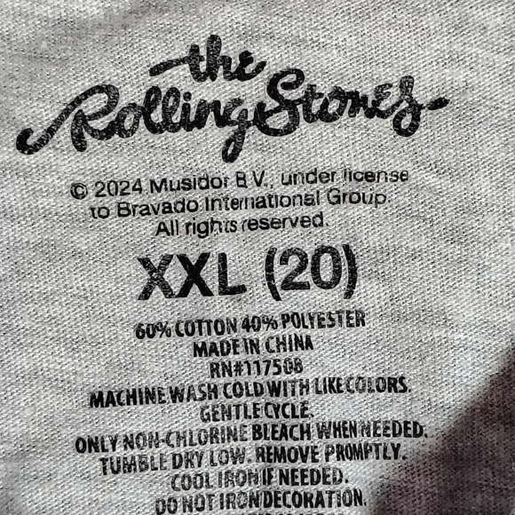 The Rolling Stones 1975 US Tour T Shirt XXL Gray Band Tee retro rock - Picture 3 of 6